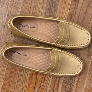 Gold Driving Style Penny Loafers